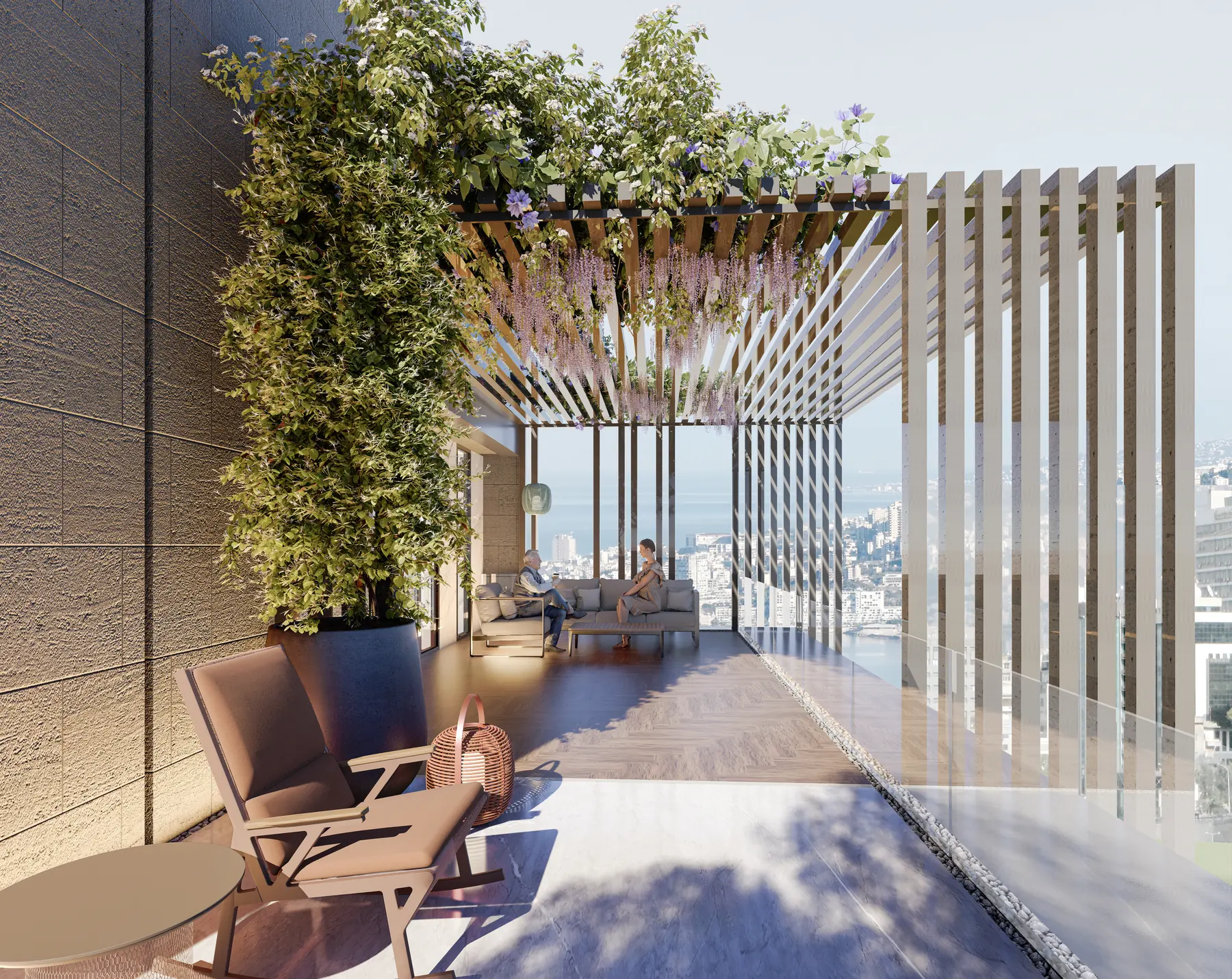 Rail Heights — the rooftop terrace under its pergola